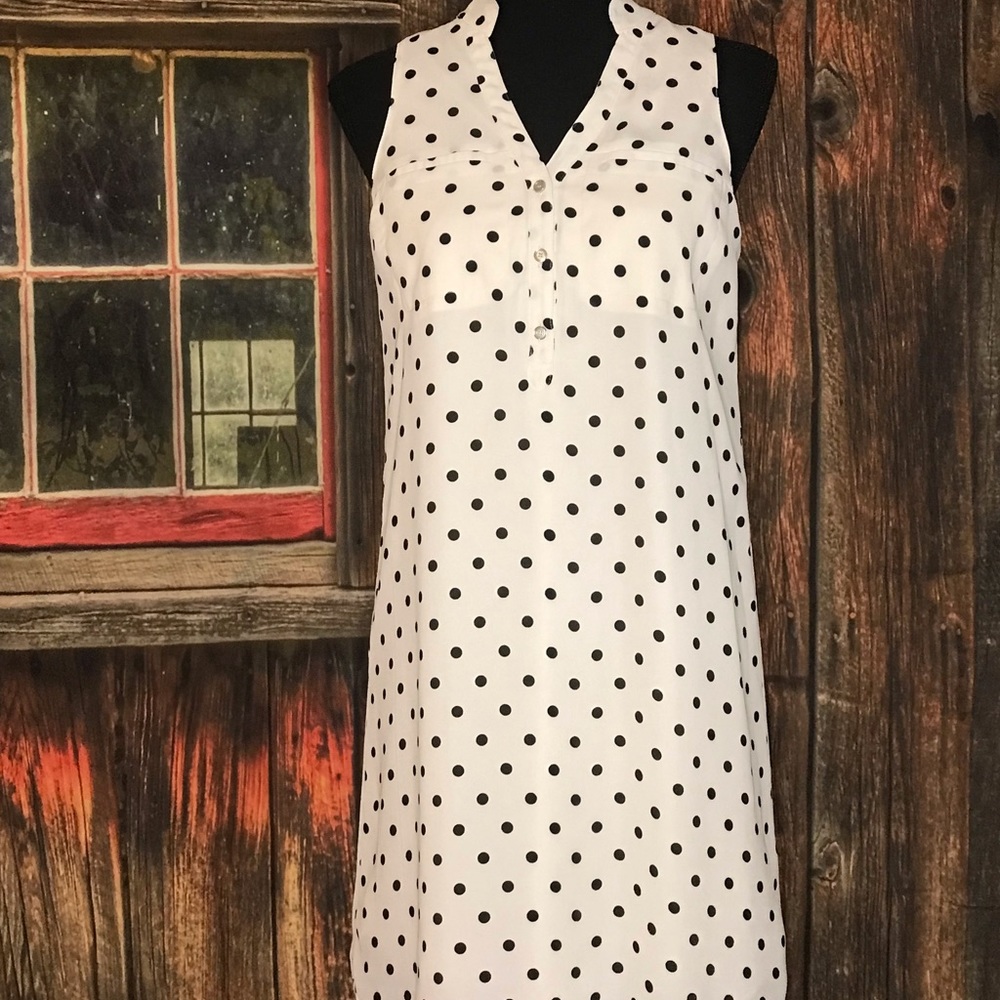 NWOT EXPRESS SLEEVELESS POLKA DOT SHIRT DRESS